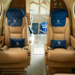 Luxurious private jet cabin with two seats