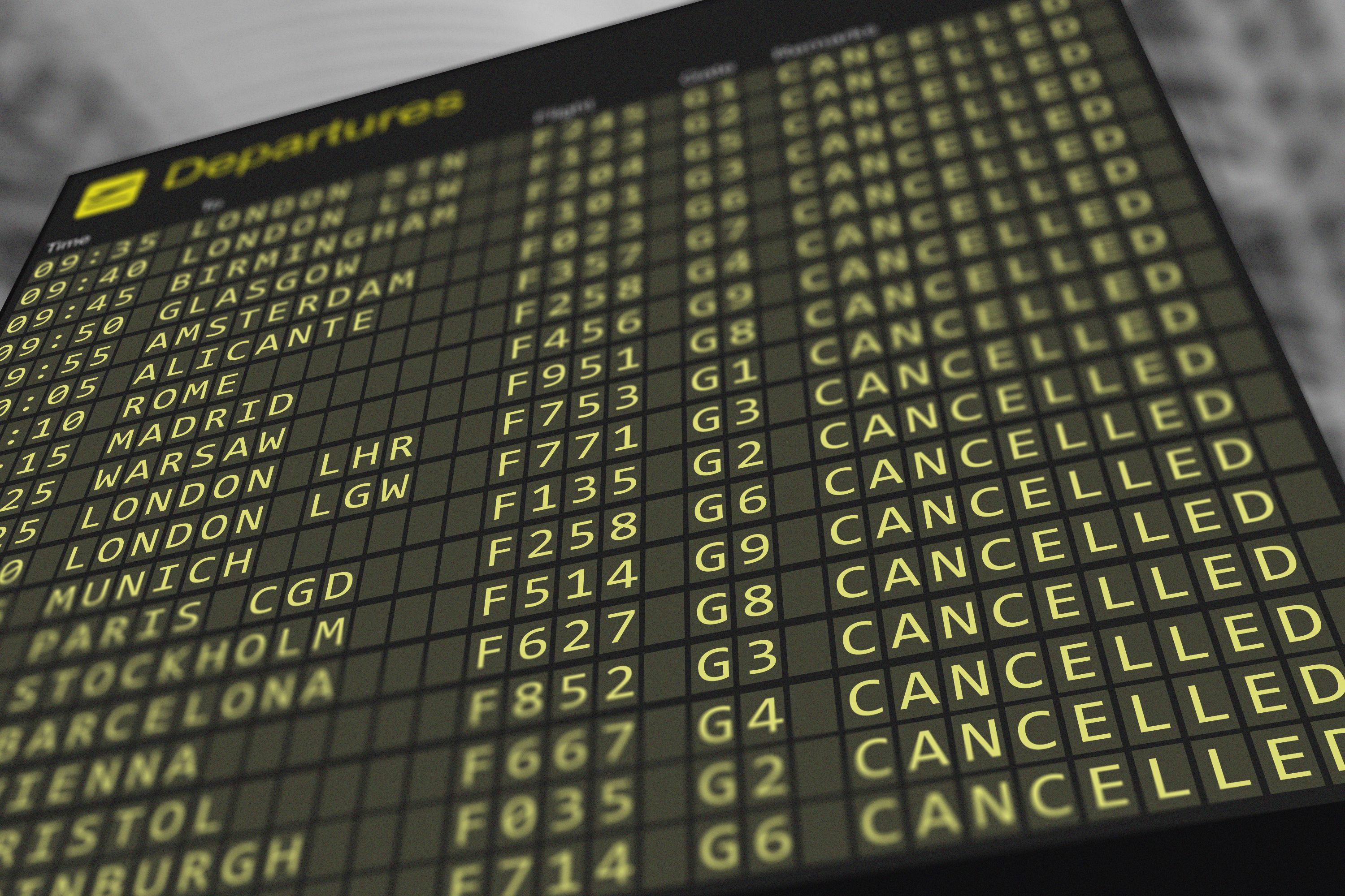 Flight disruption illustrating trip cancellation and interruption coverage