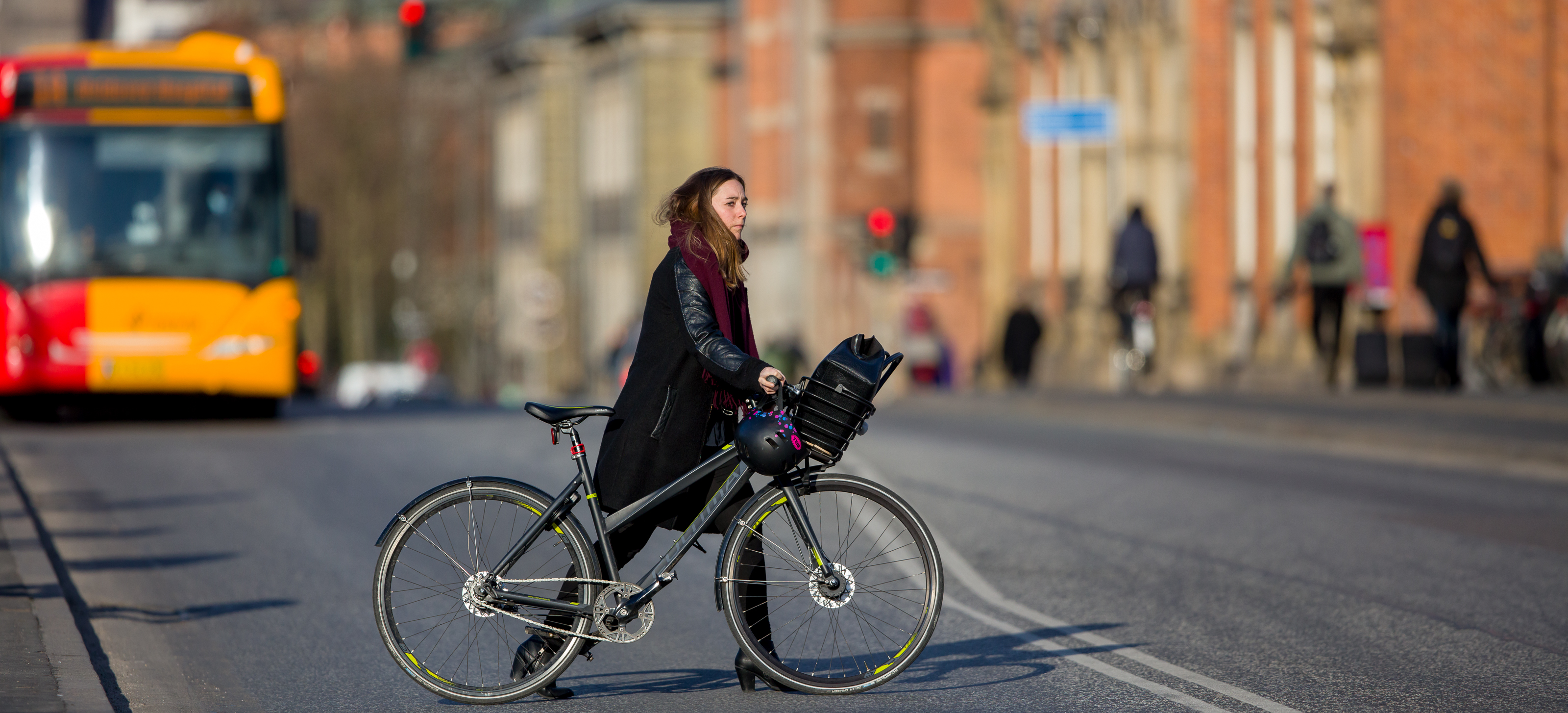 Pedestrians and cyclists exploring central Copenhagen