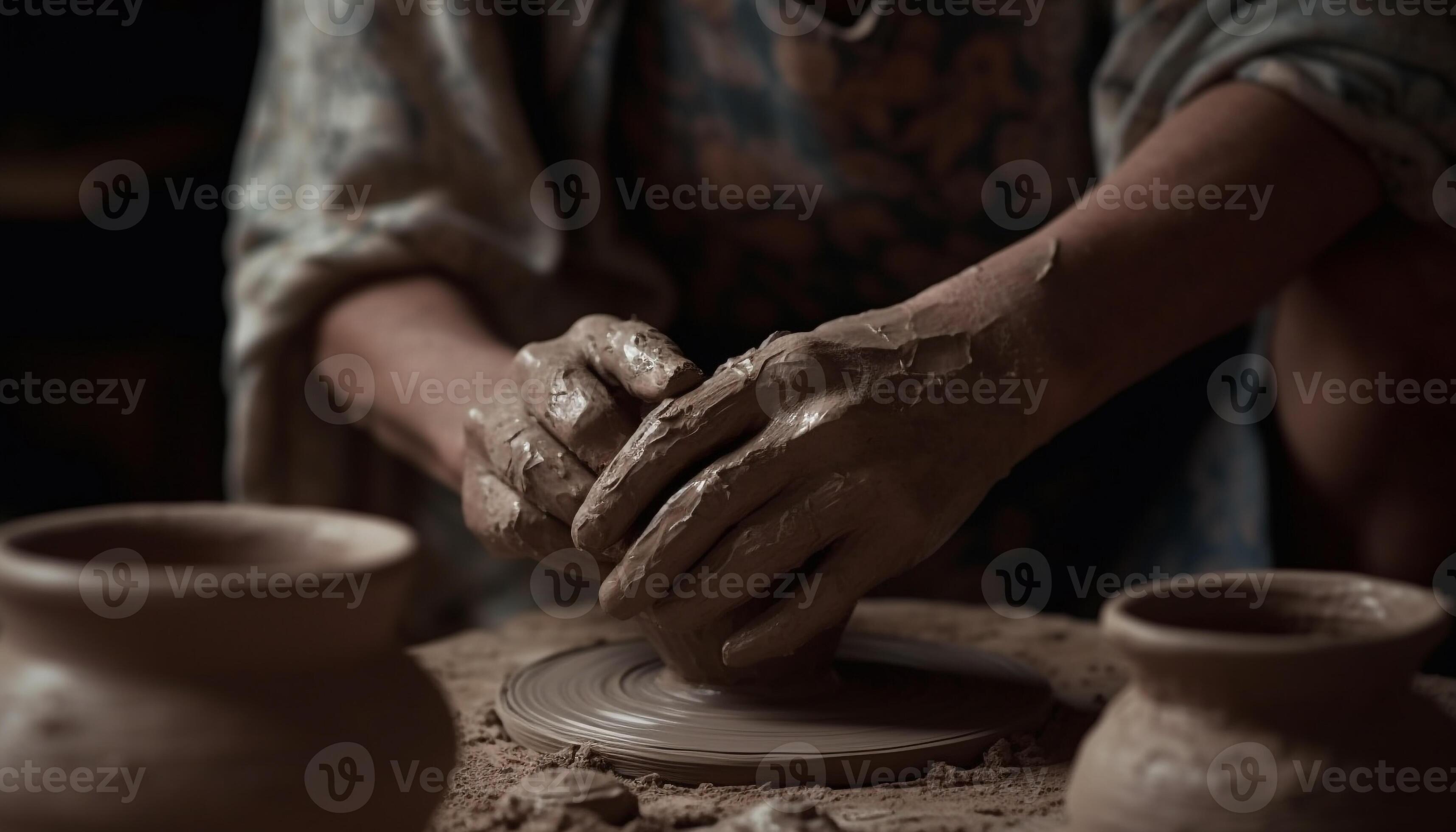 Craftsperson demonstrating traditional knowledge through handmade pottery