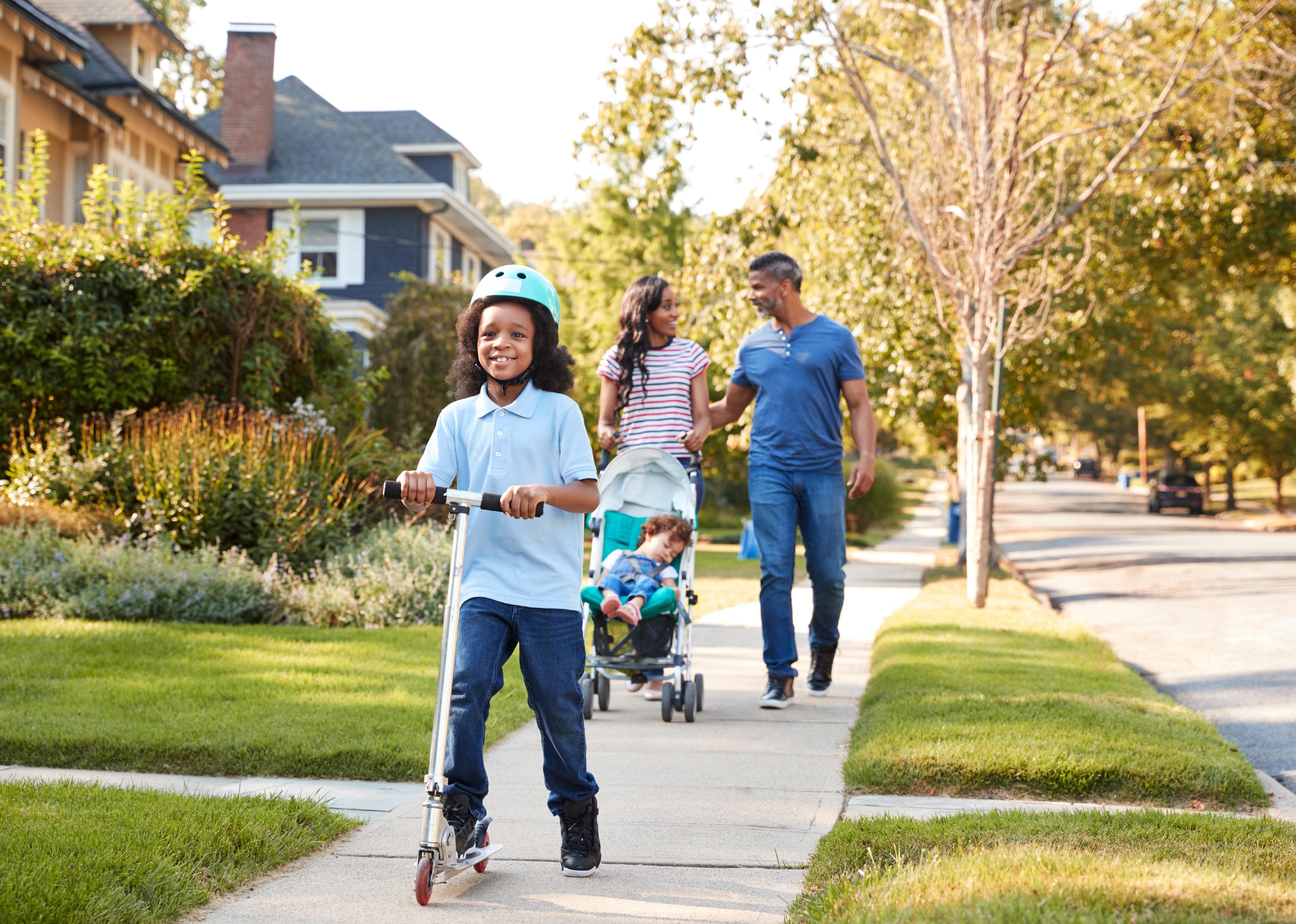 Family-friendly hotel neighborhood with practical walking access