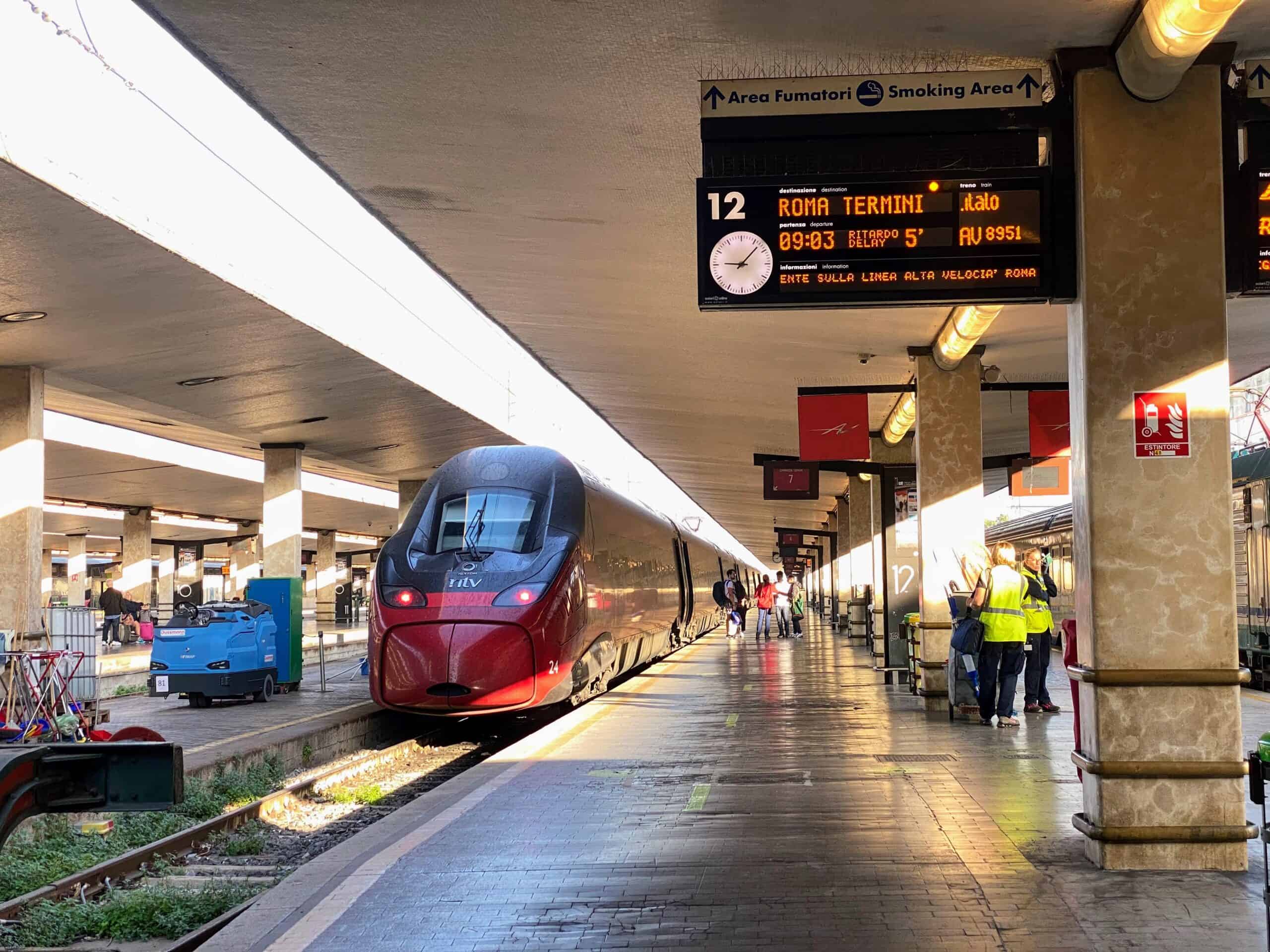 High-speed intercity train at an Italian railway station