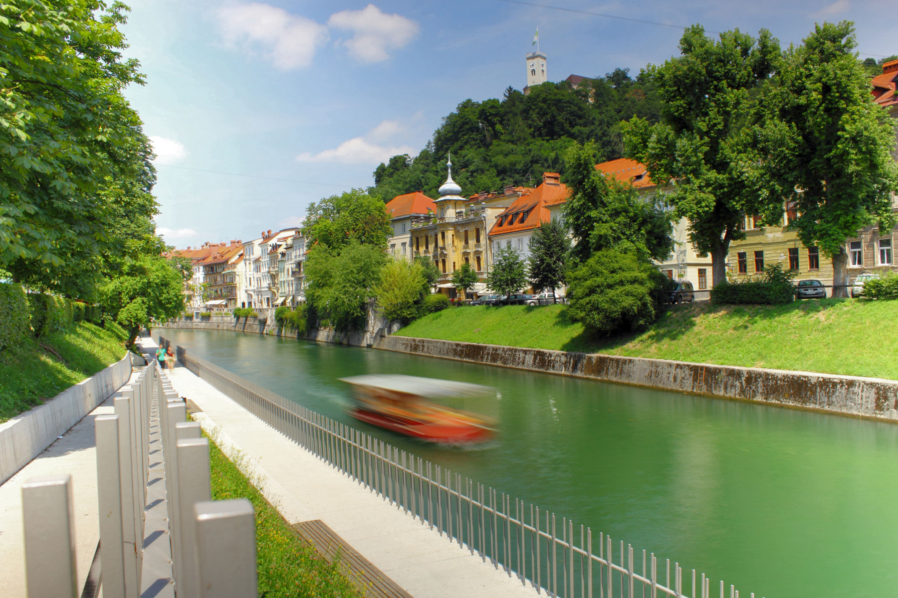 Ljubljana riverside old town in Slovenia