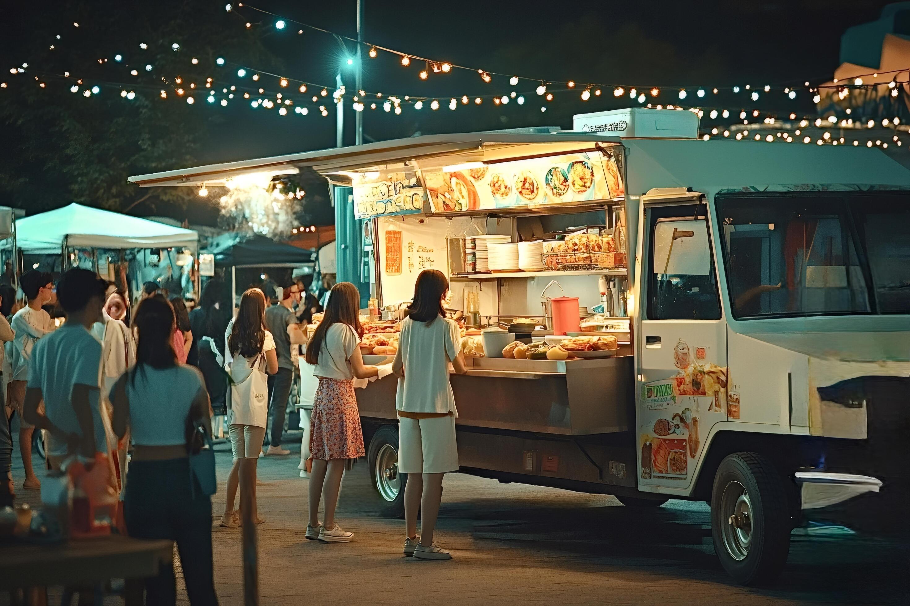 Customer ordering local food directly from a market vendor