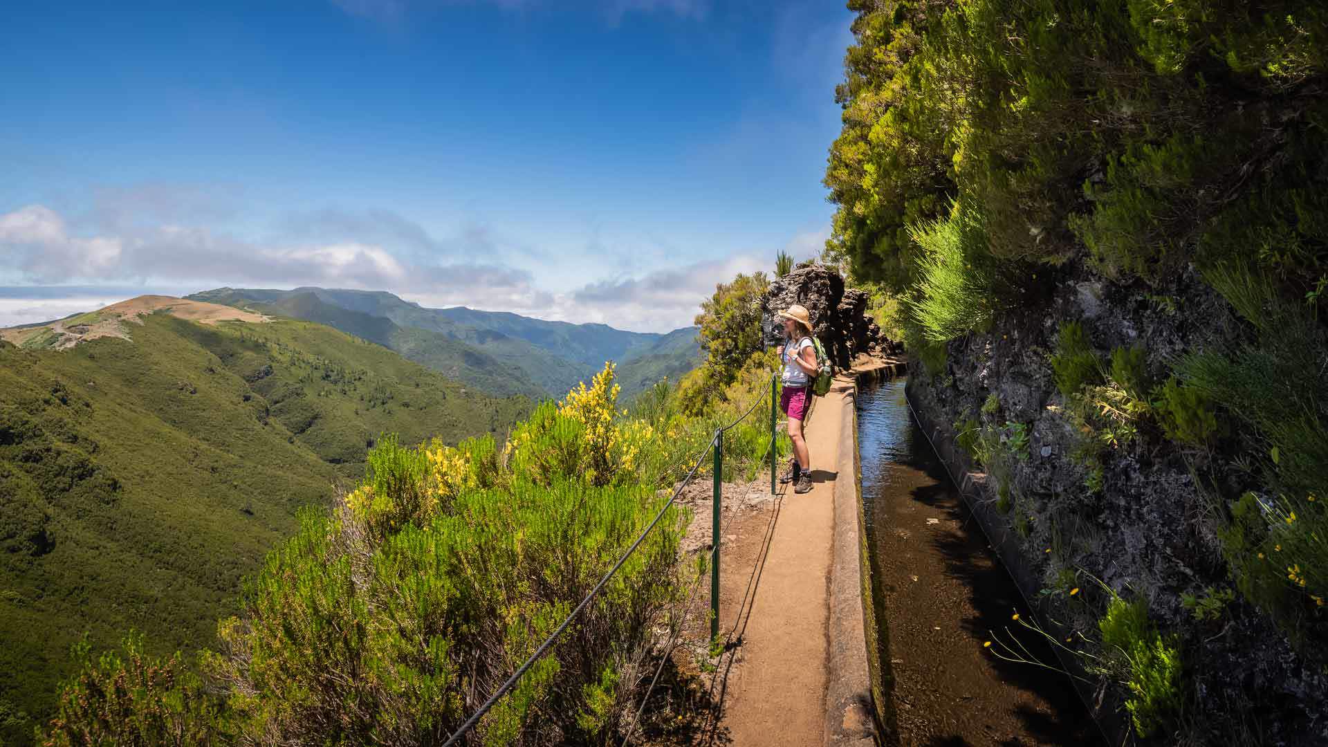 Madeira mountain and ocean landscape for hiking travelers