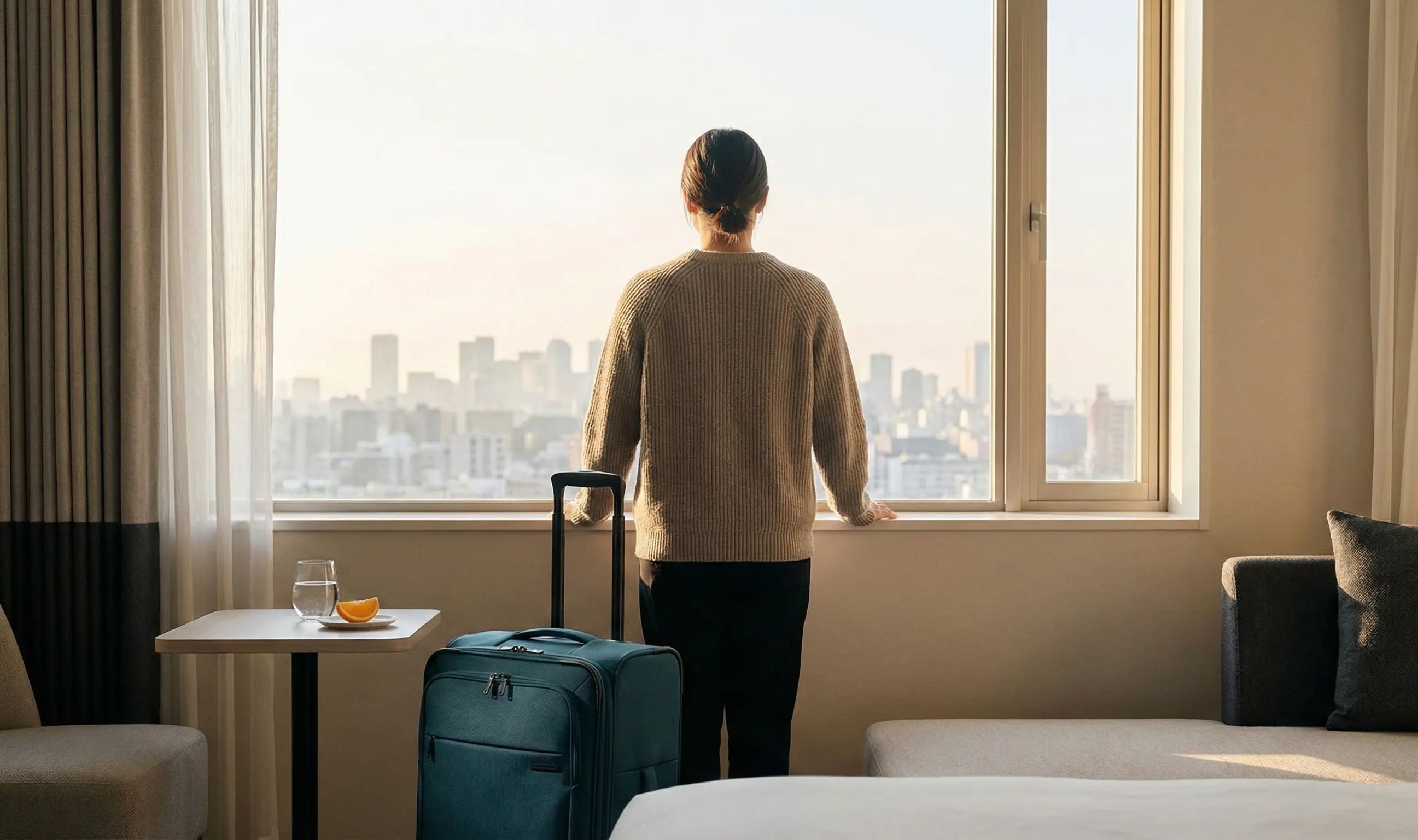 Morning daylight exposure helping a traveler adjust after a long-haul flight