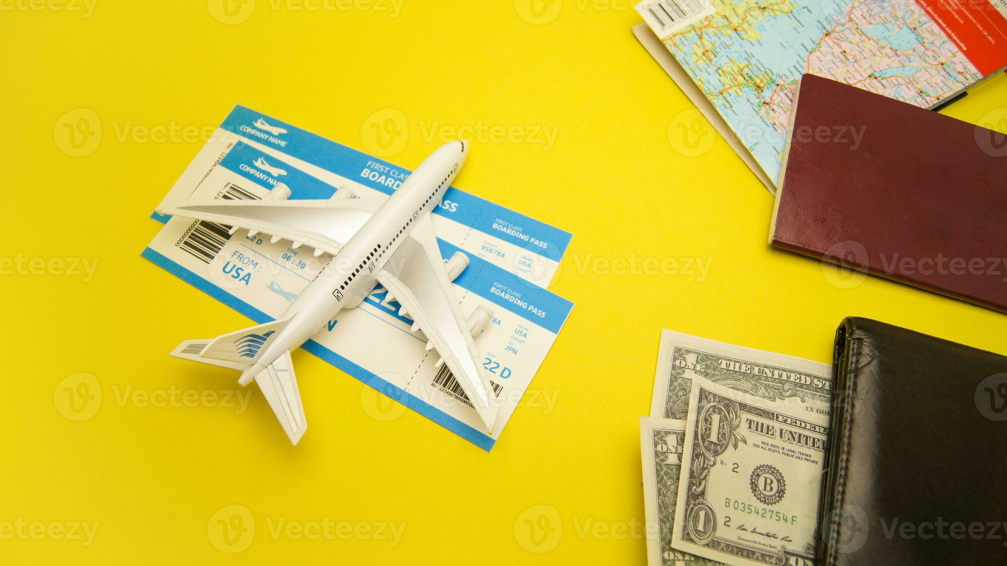 Essential passport, wallet, phone and boarding details ready for departure