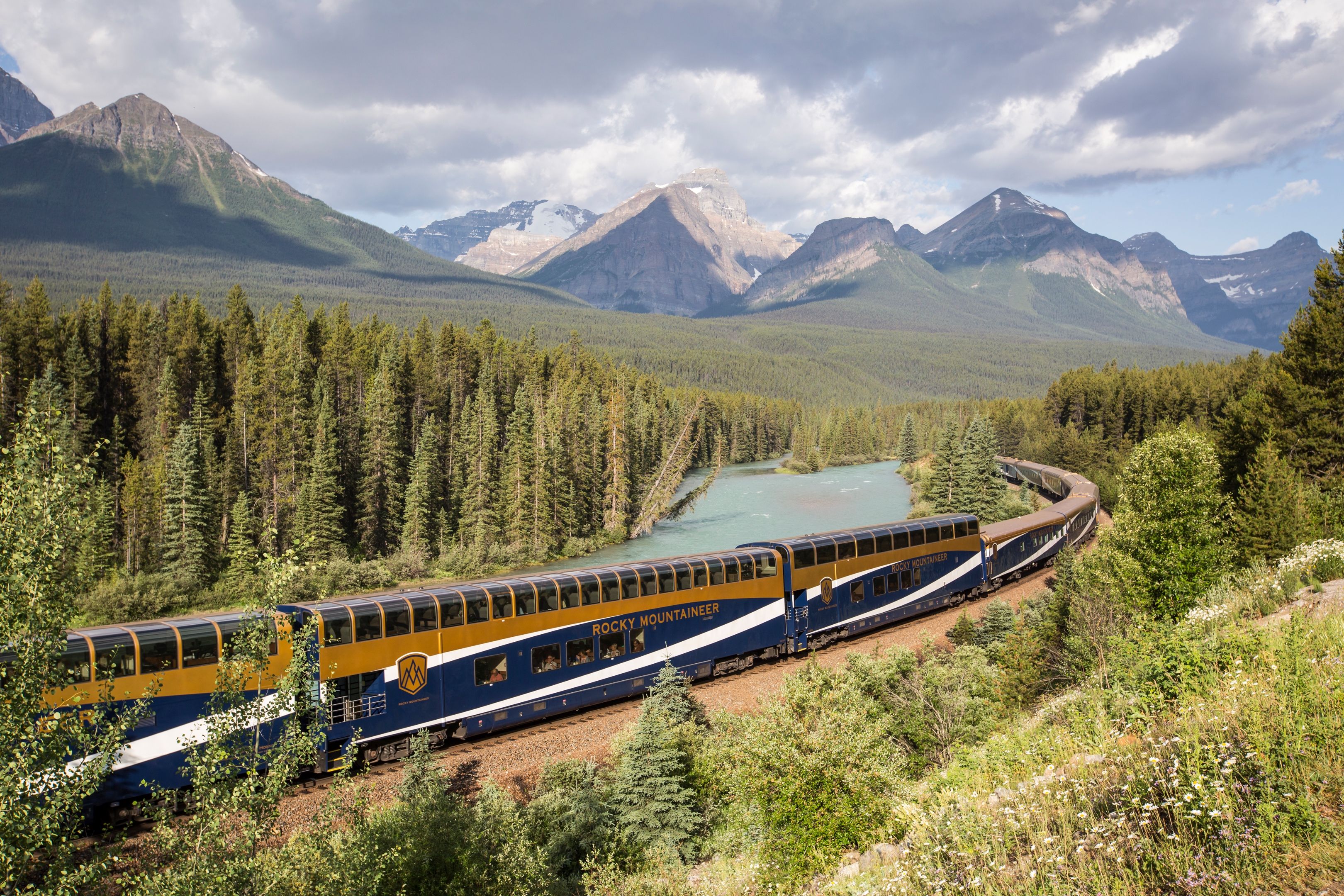 Regular regional train traveling along a scenic railway route
