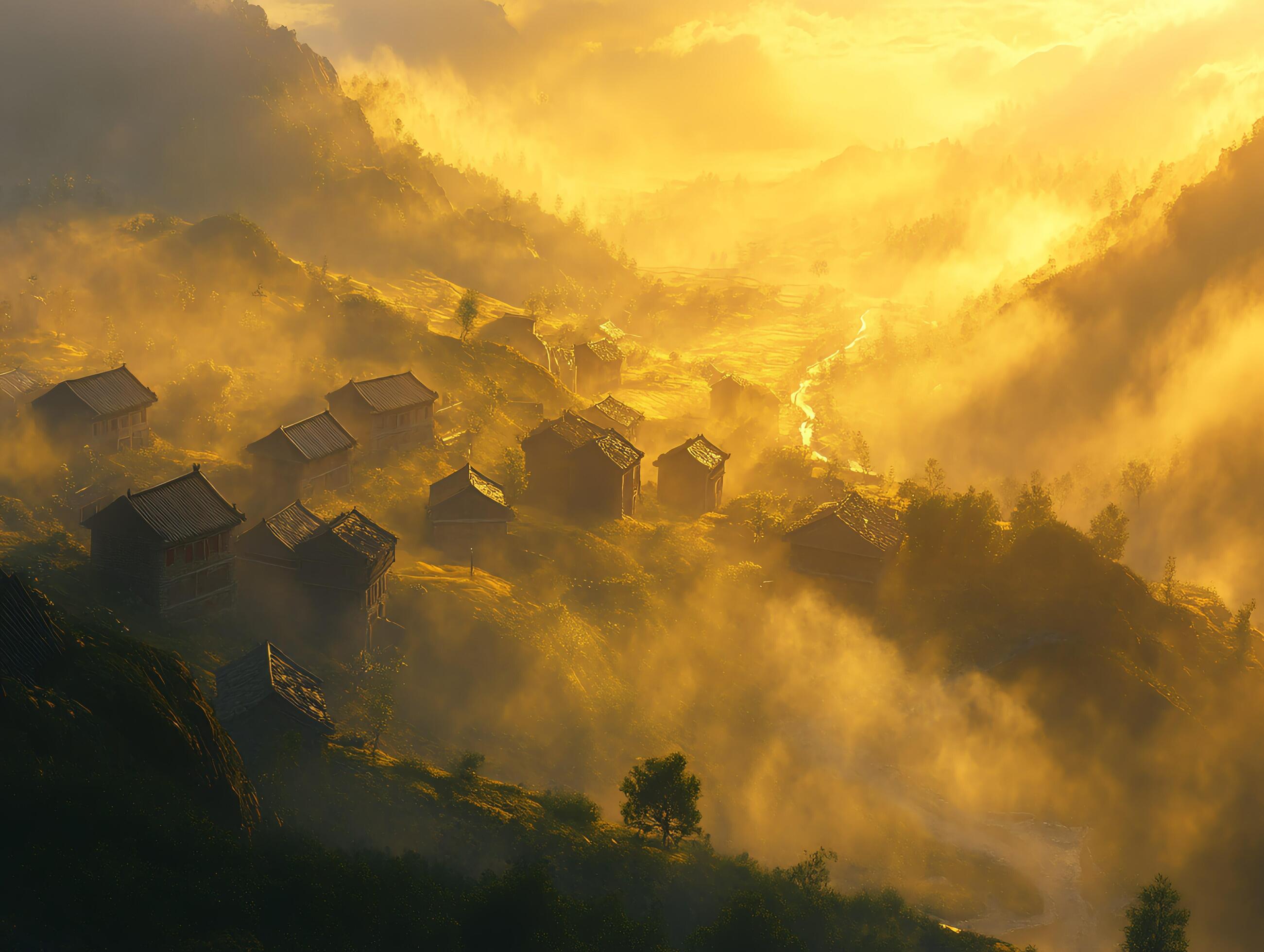 Mountain village stopover connected by a scenic railway journey