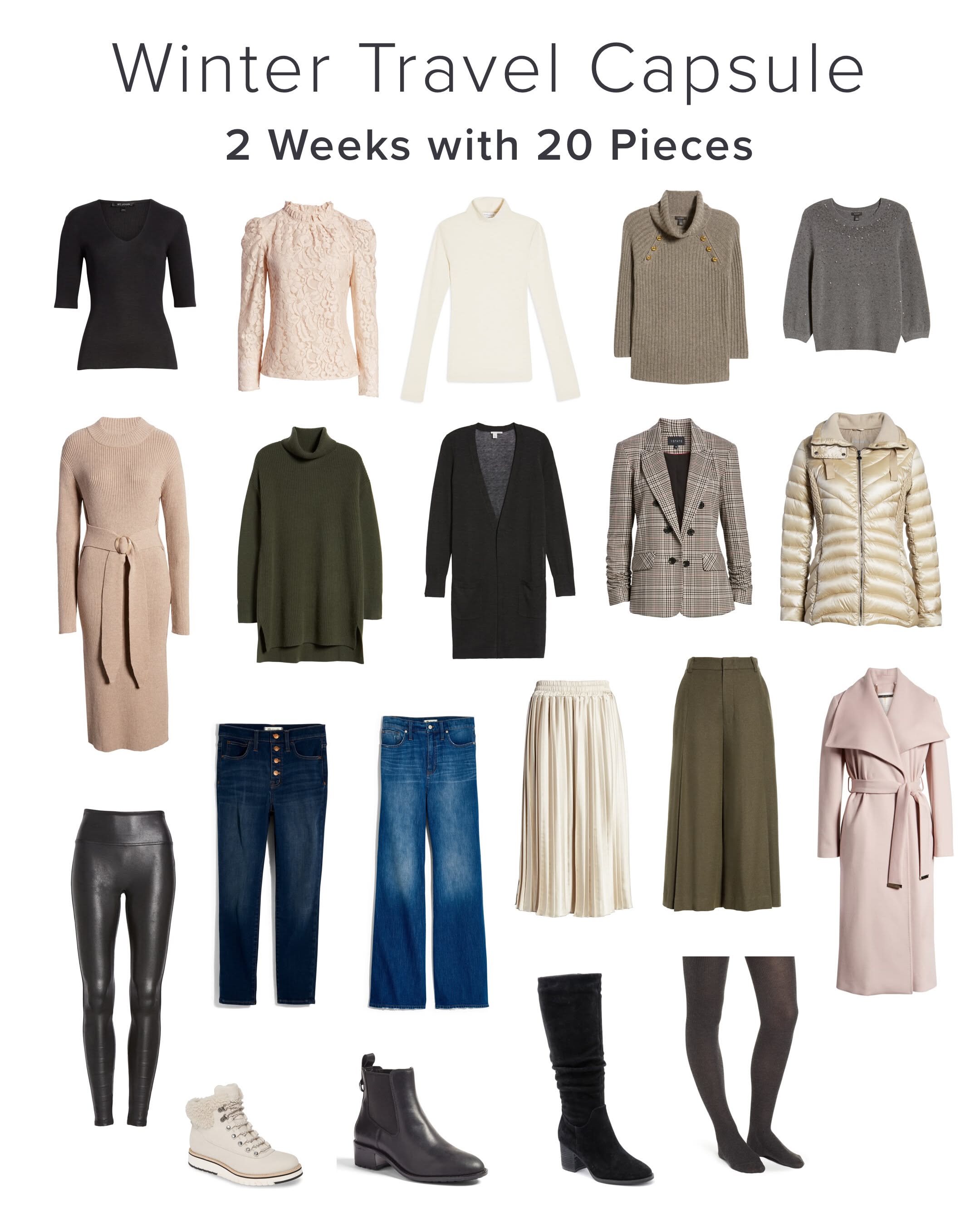 Mix-and-match travel capsule wardrobe for carry-on packing