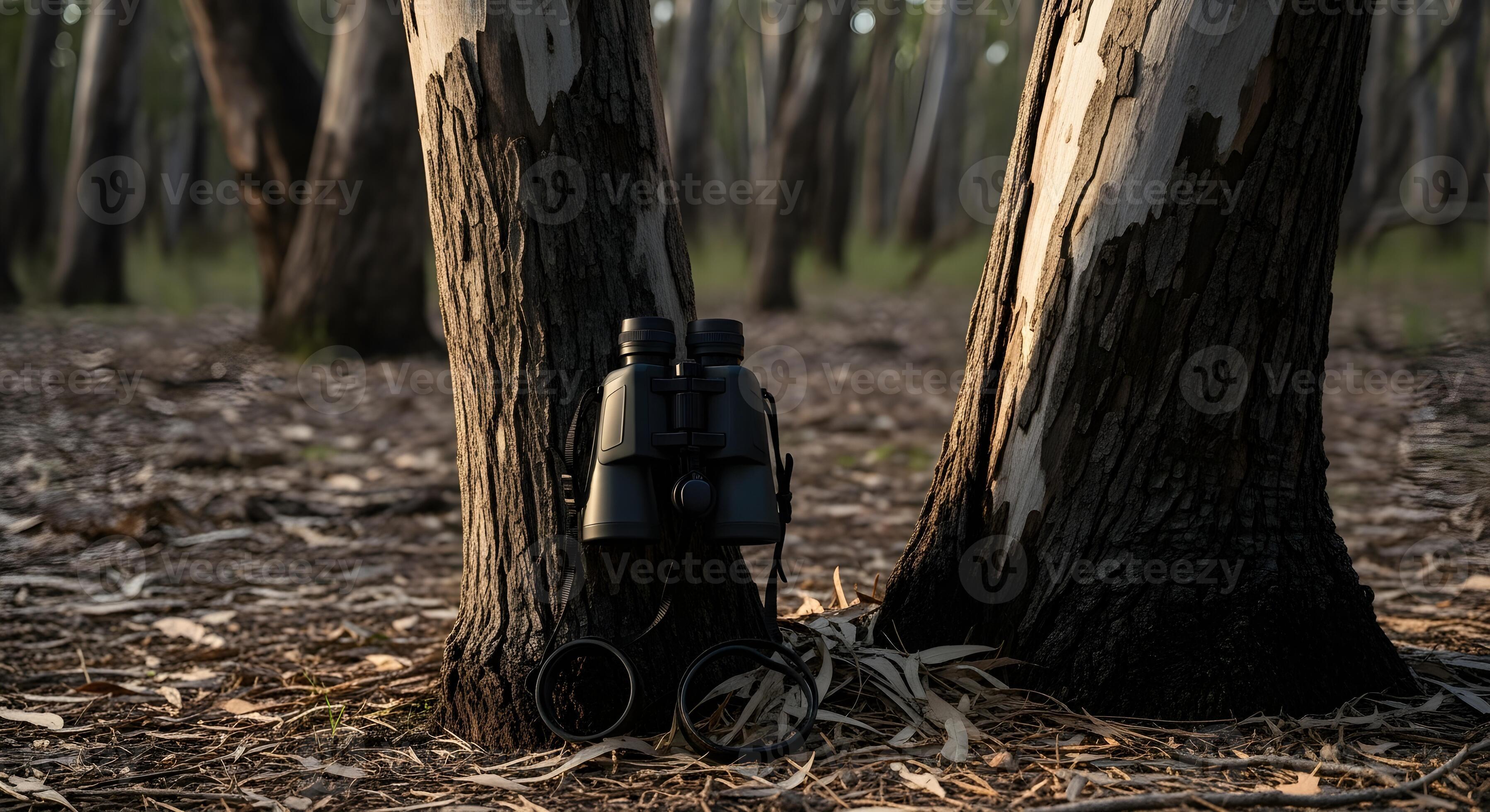 Traveler using binoculars to observe wildlife without approaching animals