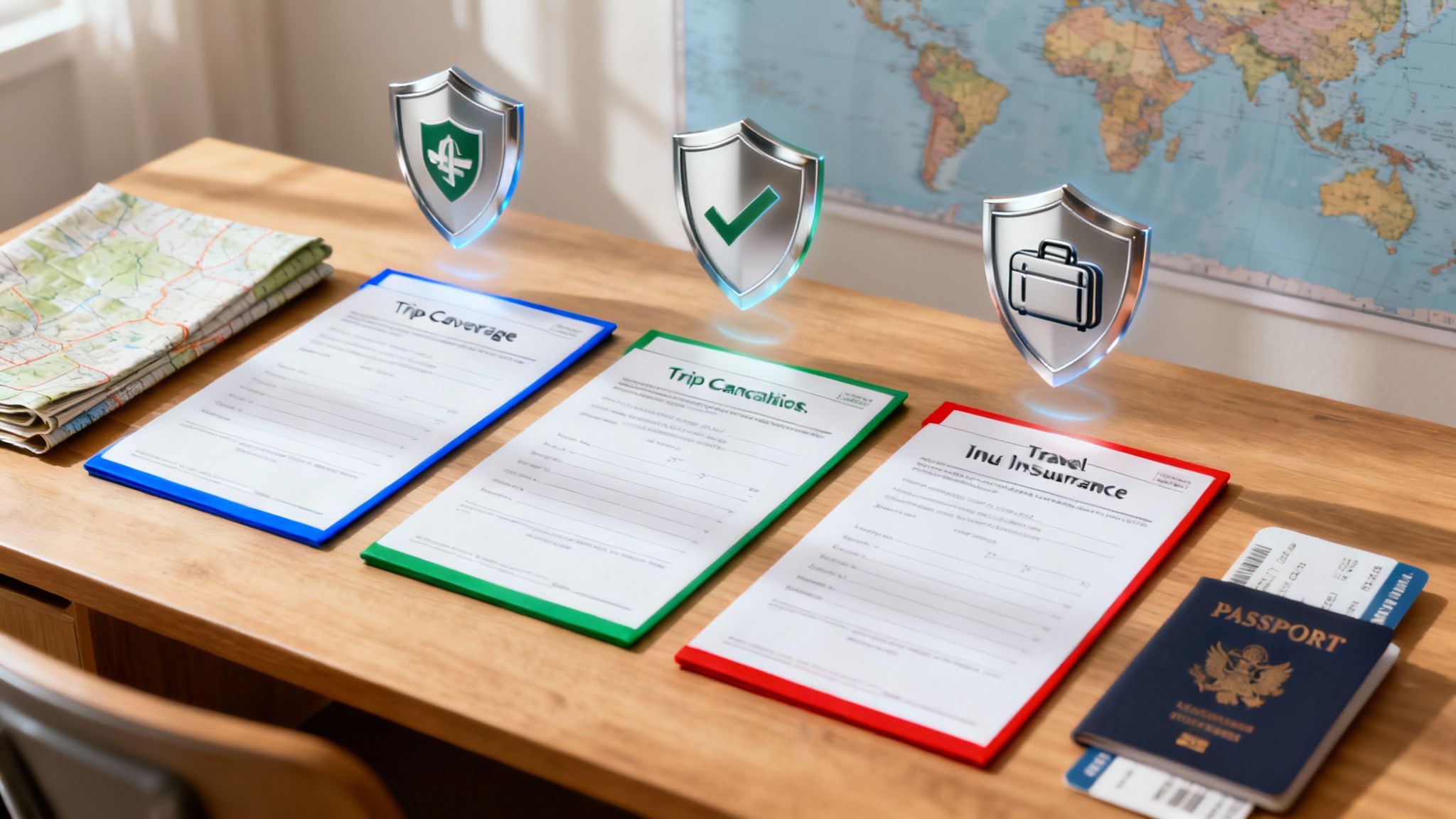 Traveler comparing travel insurance policies before buying