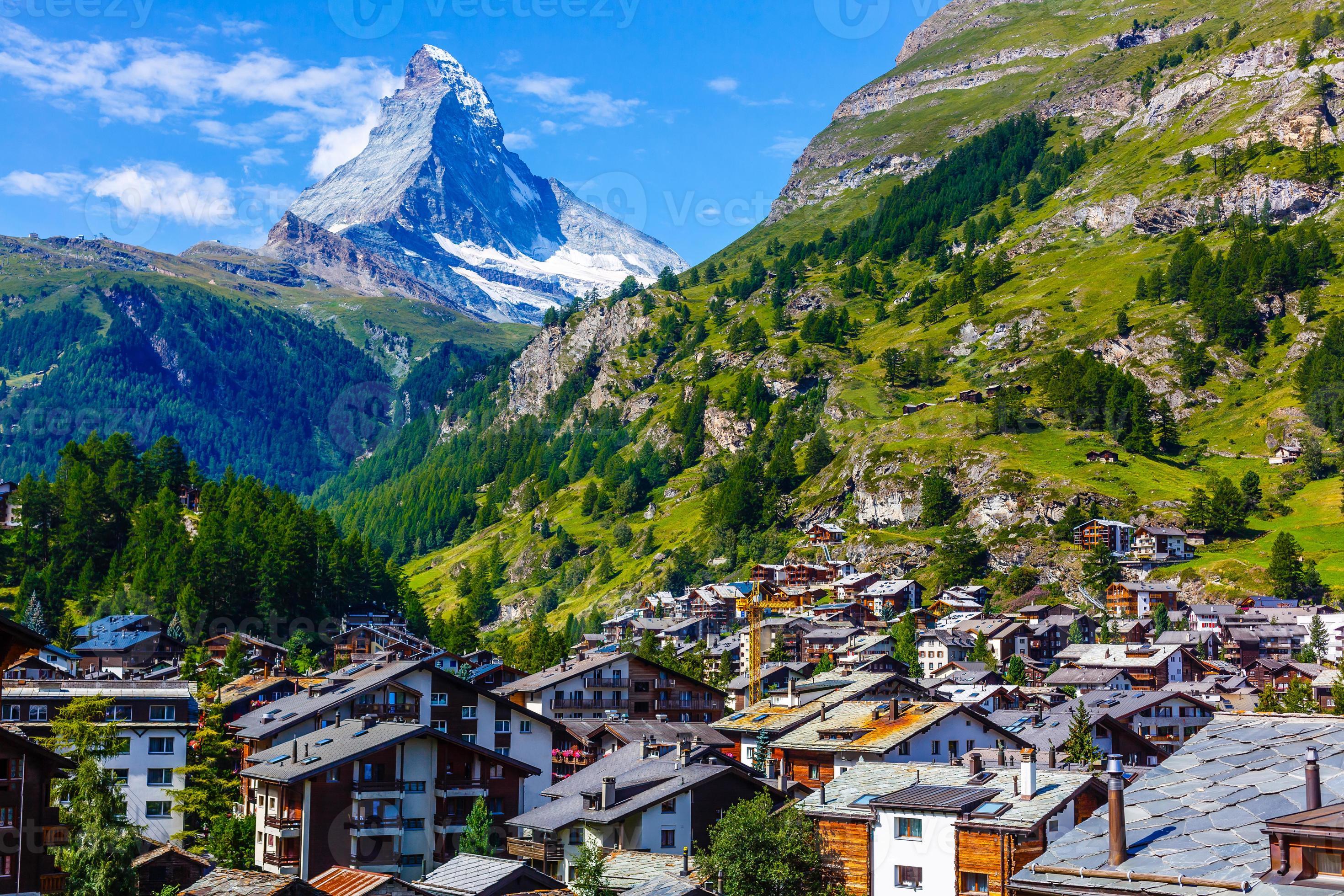 Zermatt village and Matterhorn during summer